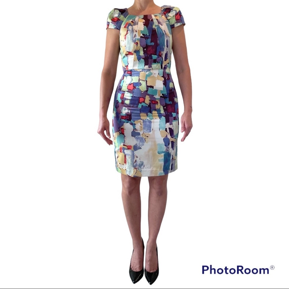Designer silk blend multi-color dress